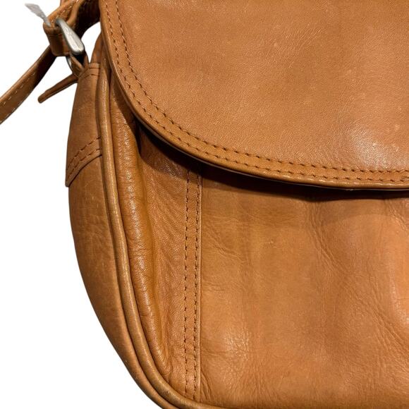 Bacci Tan Company Distressed Leather Mini Flap CrossBody Bag Purse Handbag - Picture 3 of 5